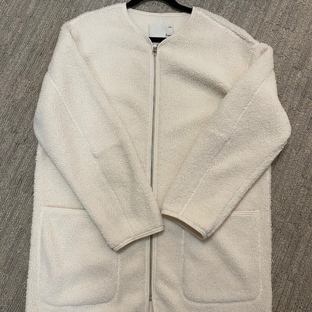 Wilfred Cream Long Liner Teddy Zip-Front Jacket